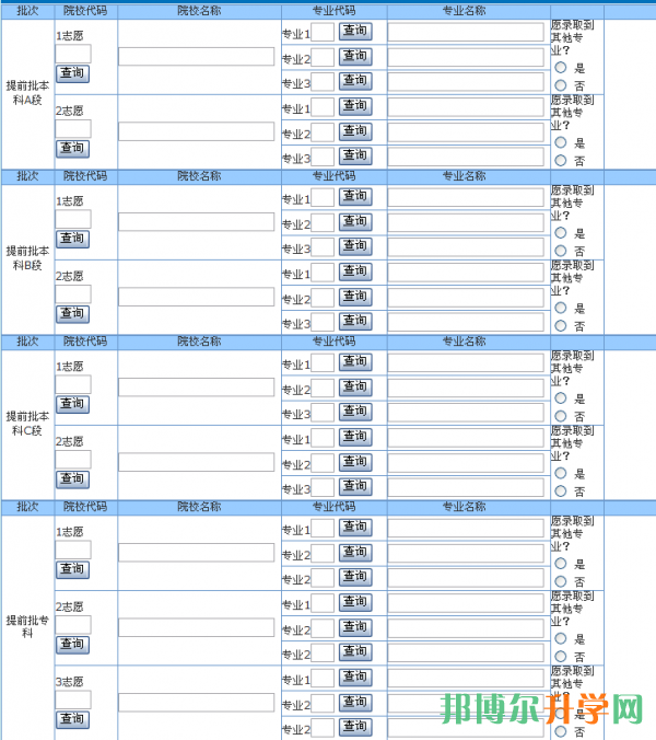 高考志愿格式