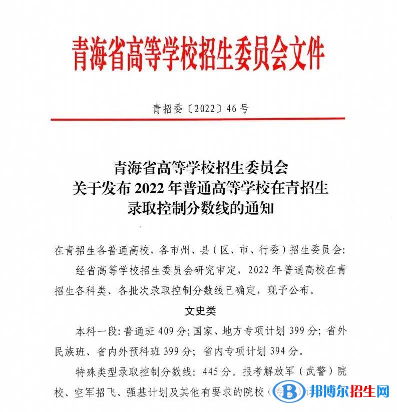 2022年青海高考分?jǐn)?shù)線公布（含2020-2021歷年）