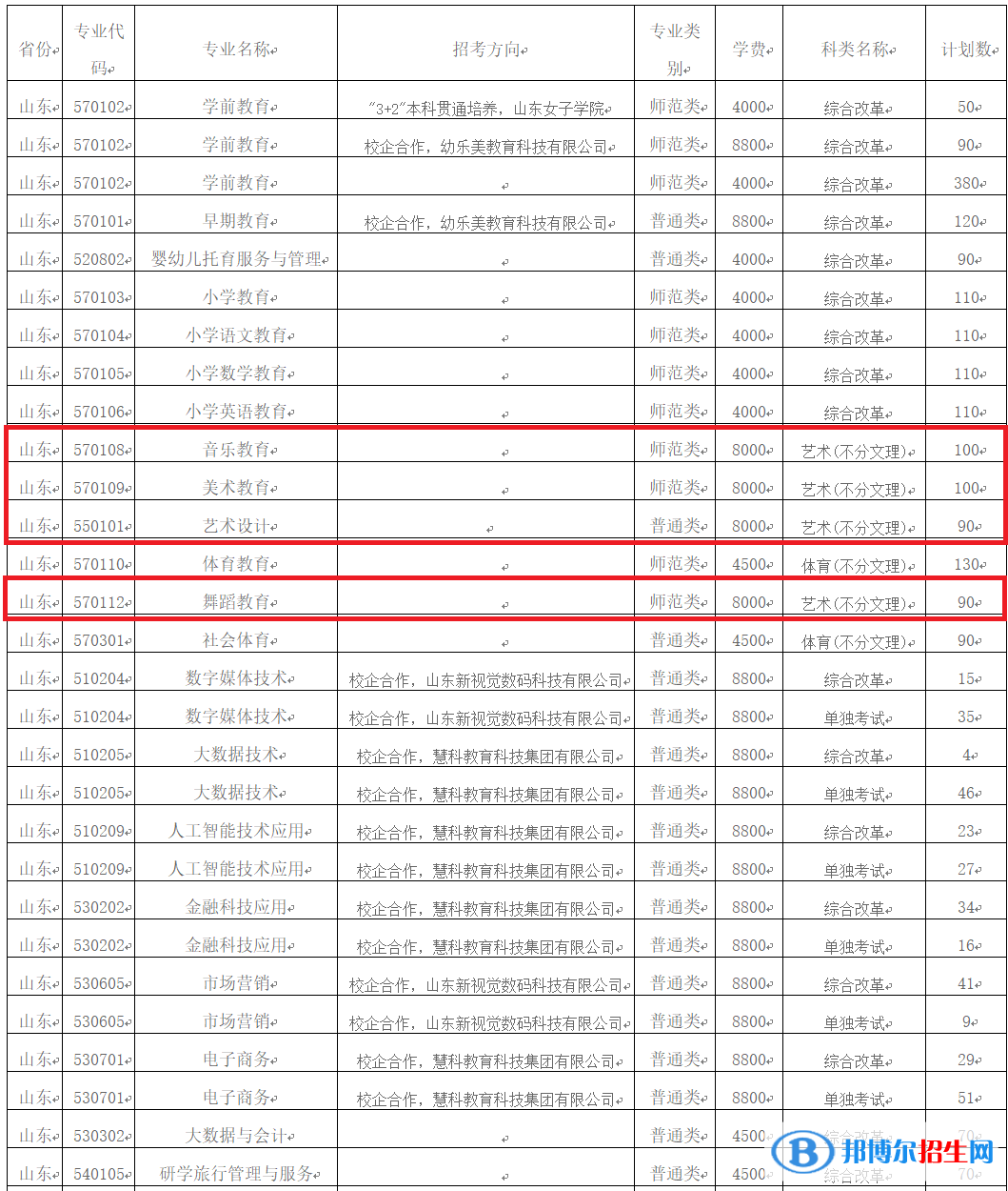 濟南幼兒師范高等專科學校術類專業(yè)有哪些？（藝術類專業(yè)）