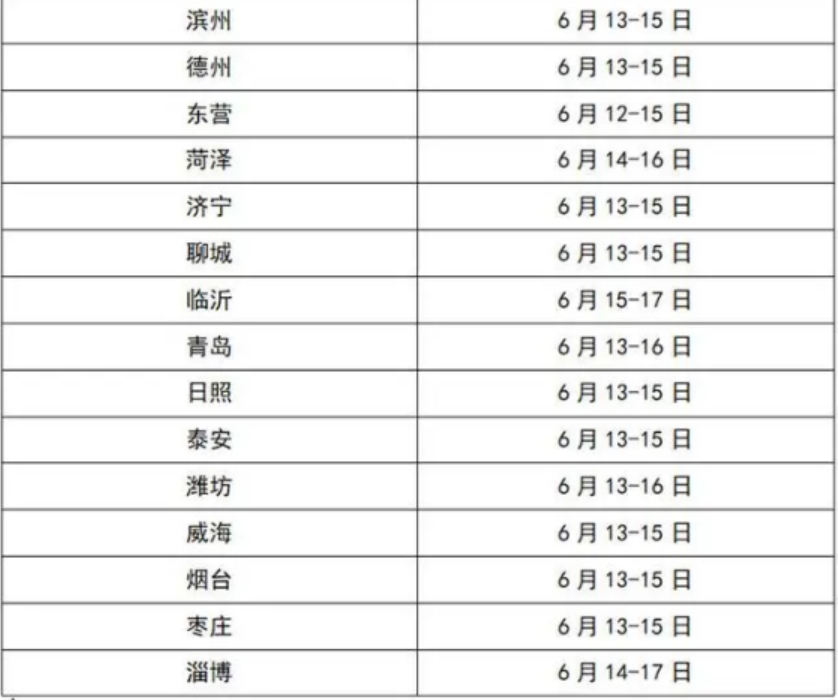 2024年山東中考考試科目時間安排有哪些