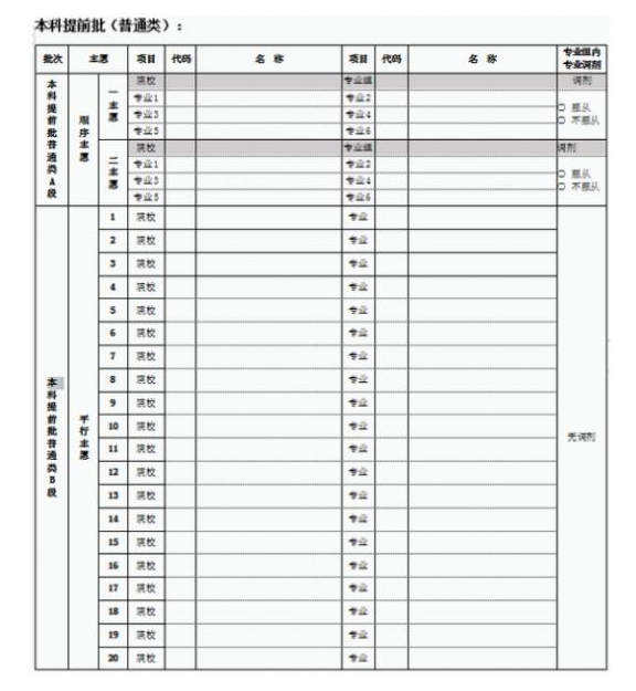 2024北京高考志愿填報電子樣板表