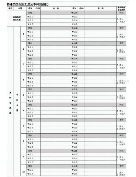 2024北京高考志愿填報電子樣板表