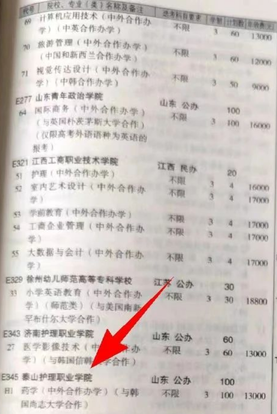 2024泰山護理職業(yè)學院中外合作辦學學費多少錢一年-各專業(yè)收費標準